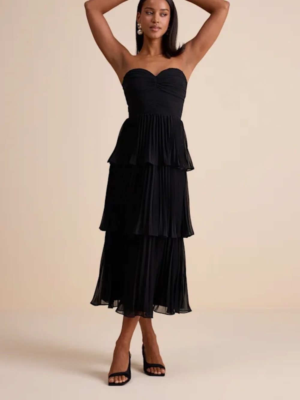 Lulus Seriously Sensational Tiered Midi Dress